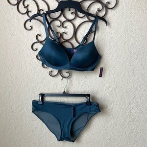 Adore Me Wireless Acacia Contour Bra & Panty set Dark Slat 38B (L) Bikini panty